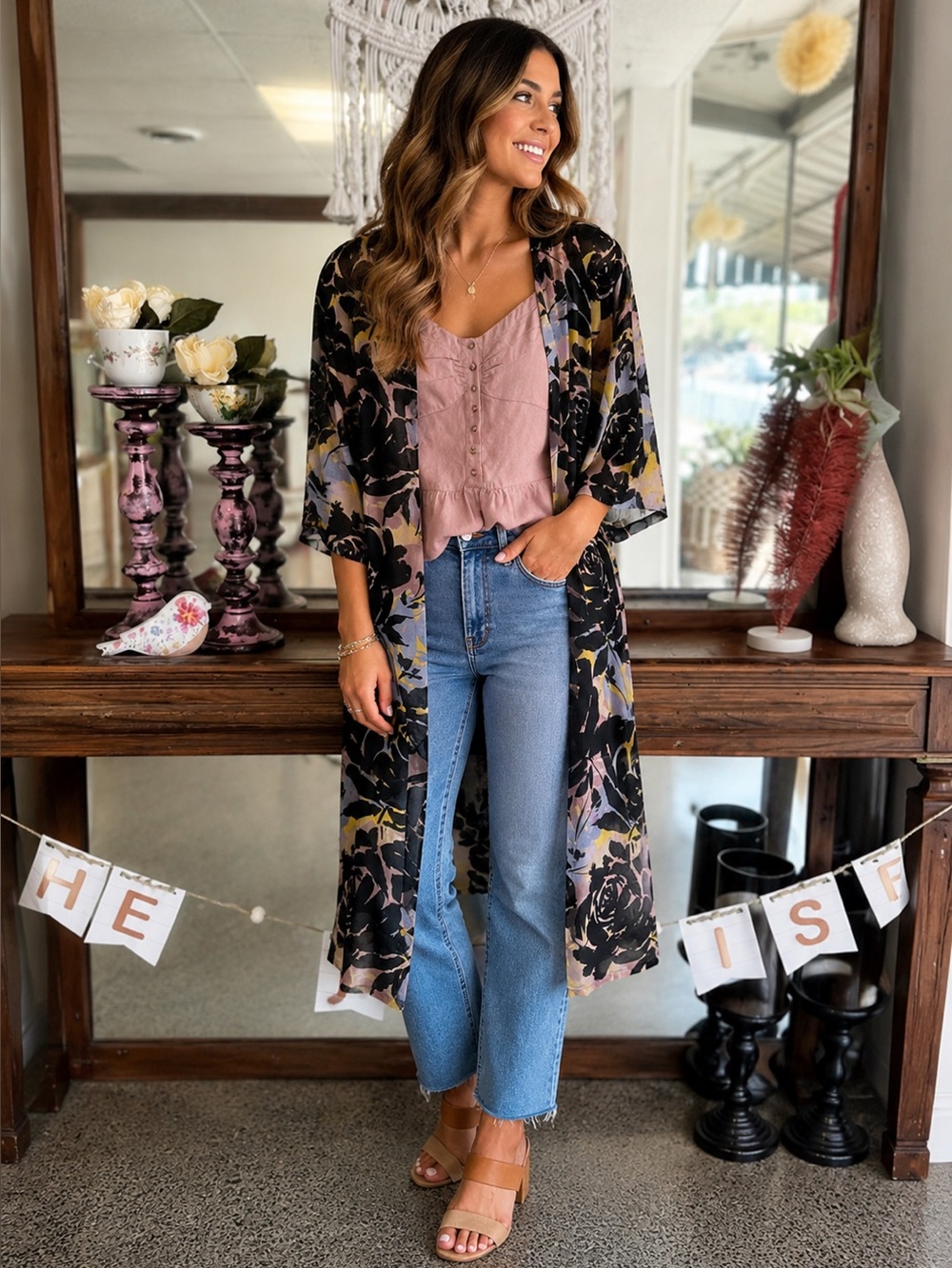 Floral Midi kimono